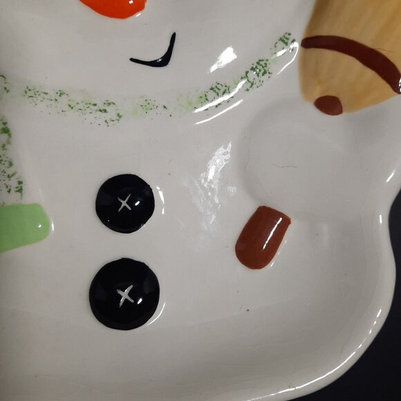 Ceramic Snowman Shaped Decorative Dish With Festive Hat & Scarf - Picture 2 of 7
